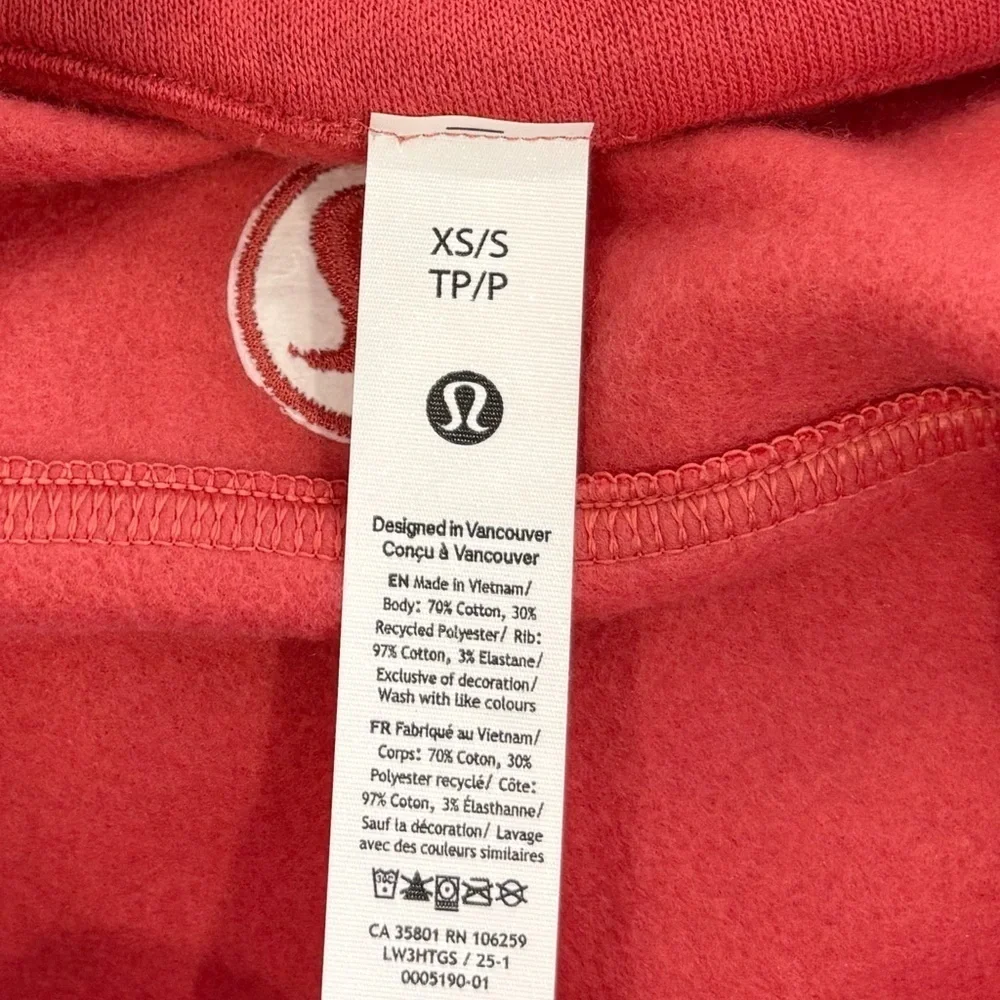 NWT Lululemon Scuba Oversized Funnel Neck Full Zip Pullover XS/S In Desert Red